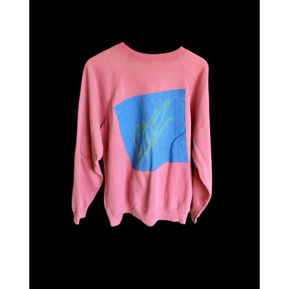 Cats Australia Vintage Surf‎ 80's Sweatshirt Raglan Sleeve Pink Sz Large *flaw
